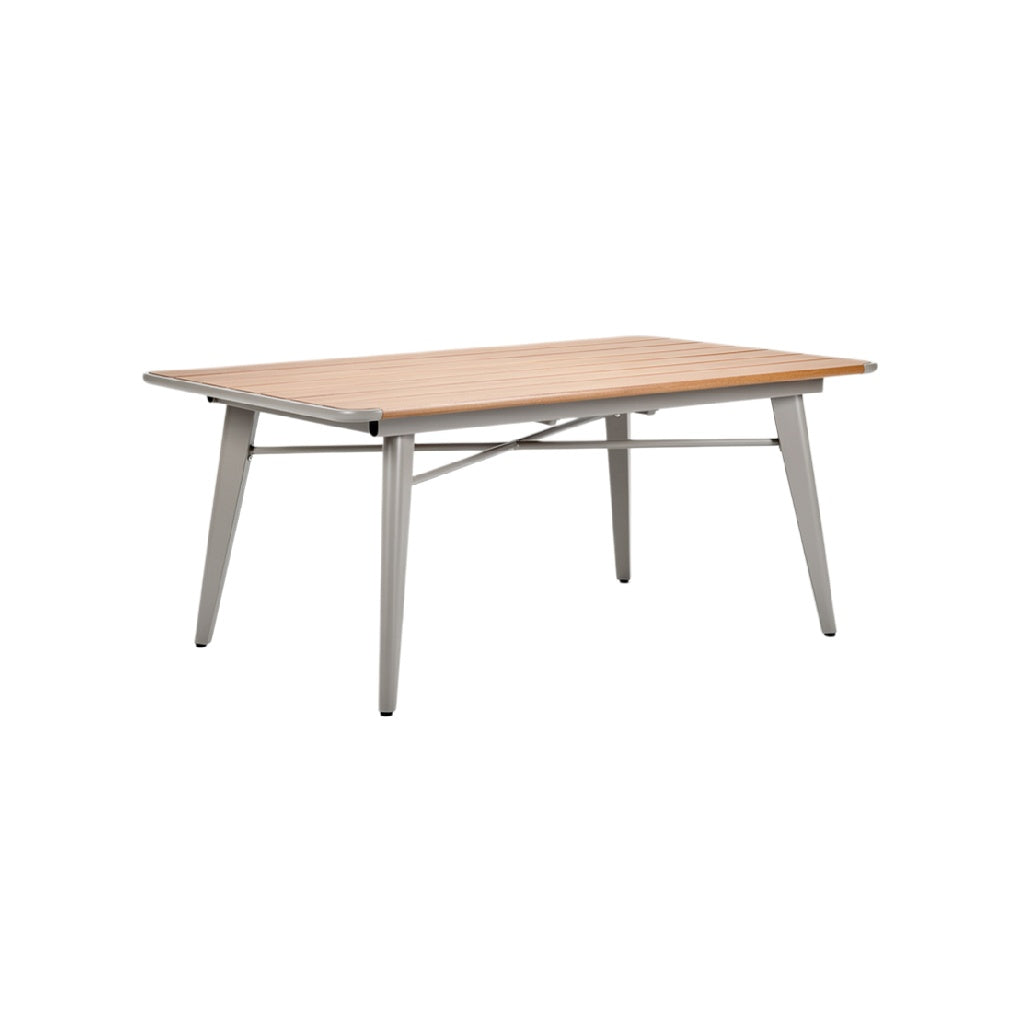 Modern Rectangular Dining Table with Wooden Top and Metal Frame